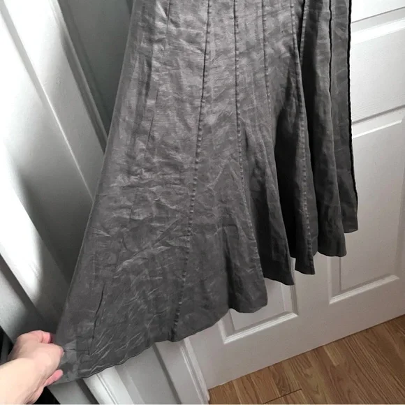 Gerard Darel 100% Linen Dress gray Women 40 Medium sleeveless midi v neck - Picture 3 of 5